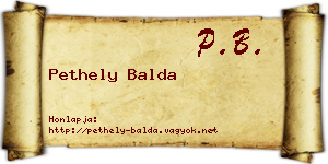 Pethely Balda névjegykártya